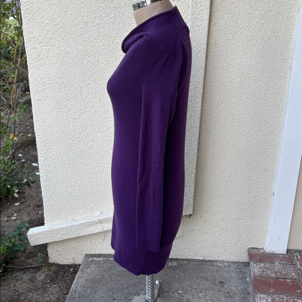 NWT White + Warren 100% cashmere Purple Heather Cowlneck Sweater Dress - Picture 3 of 9
